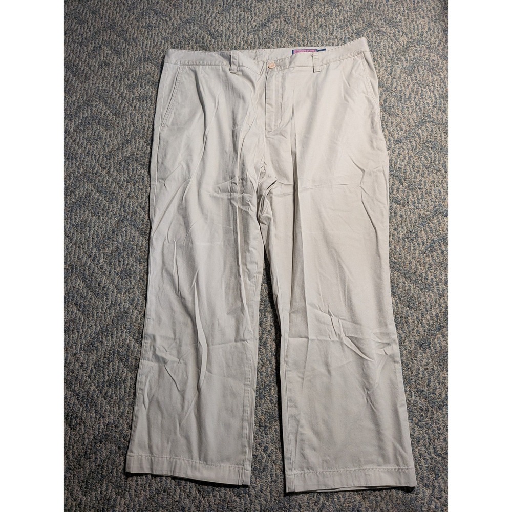 Vineyard Vines Mens Khaki Chino Pants Tan Cotton Straight Leg 40X32 (26.5 Ins)